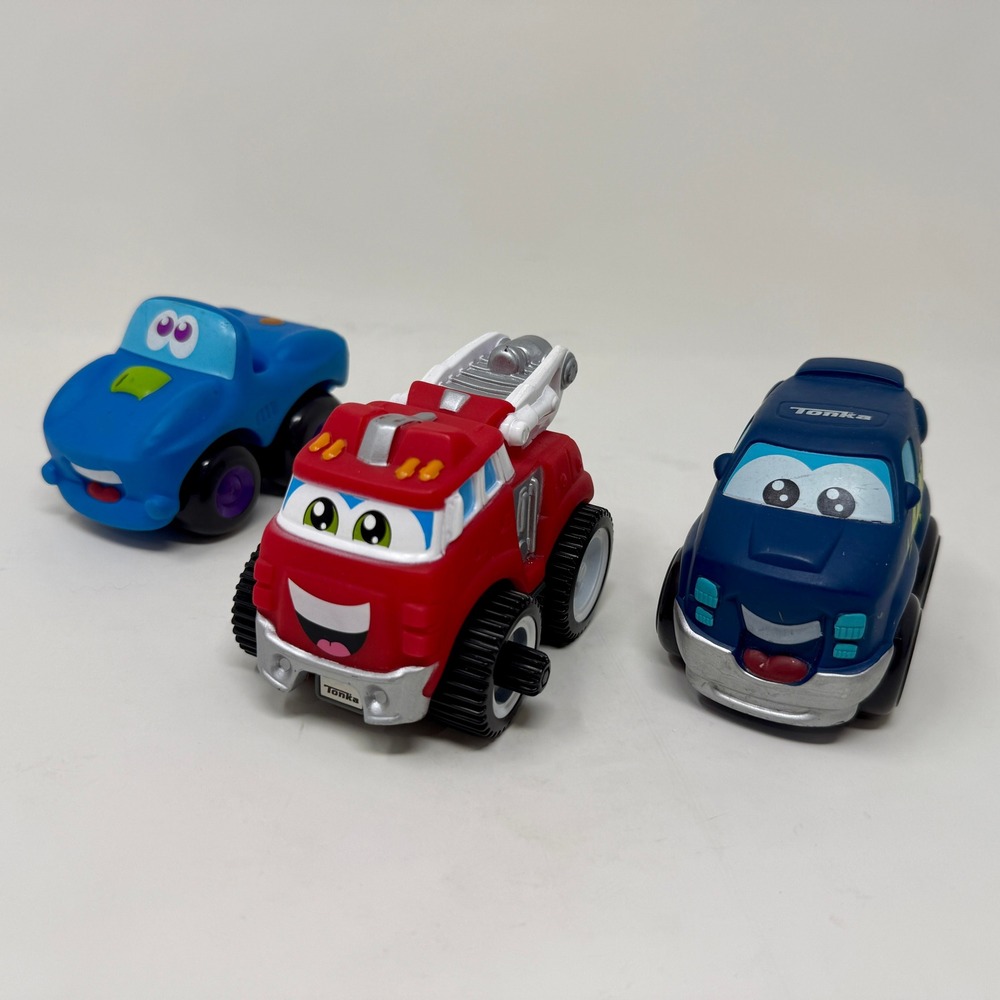 Lot of 3 Tonka Chuck & Friends Vehicles - Boomer Fire Truck & 2 Cars - Hasbro